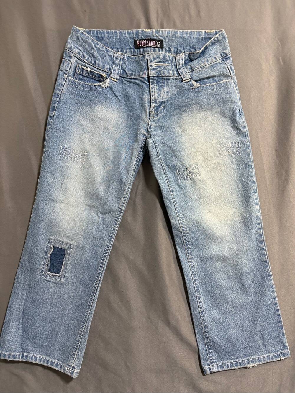 Bubblegum Womens Light Wash Straight Jeans with Patch Detail